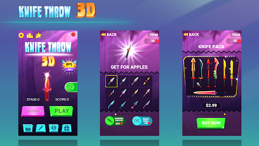 Screenshot 1 for Knife Throw 3D MOD APK 2.32 (Unlimited Gold Spin) Android